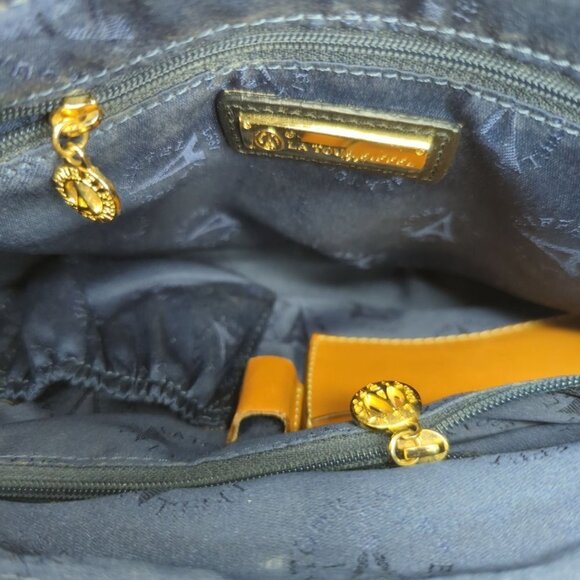 LA Tour Eiffel 1887 Red Green and Blue Pebbled Leather Handbag - Picture 6 of 14